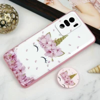 قاب PC محافظ لنز دار طرح یونیکورن + پاپ سوکت Xiaomi Poco F3