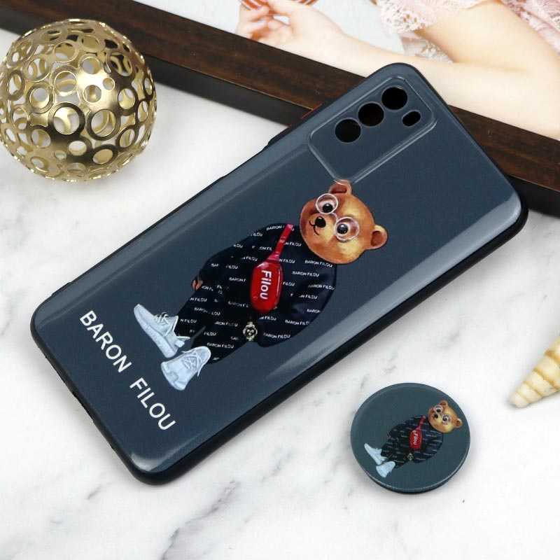 قاب PC محافظ لنز دار طرح Baron + پاپ سوکت Xiaomi Poco M3