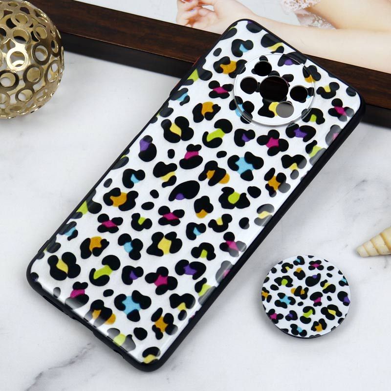 قاب PC محافظ لنز دار طرح پلنگی + پاپ سوکت Xiaomi Poco X3