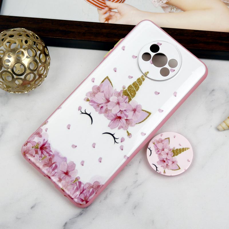 قاب PC محافظ لنز دار طرح یونیکورن + پاپ سوکت Xiaomi Poco X3