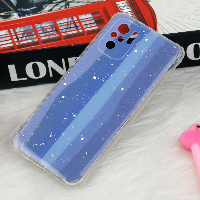 قاب شیائومی Redmi Note 10 طرح رنگین کمانی ستاره ای محافظ لنزدار