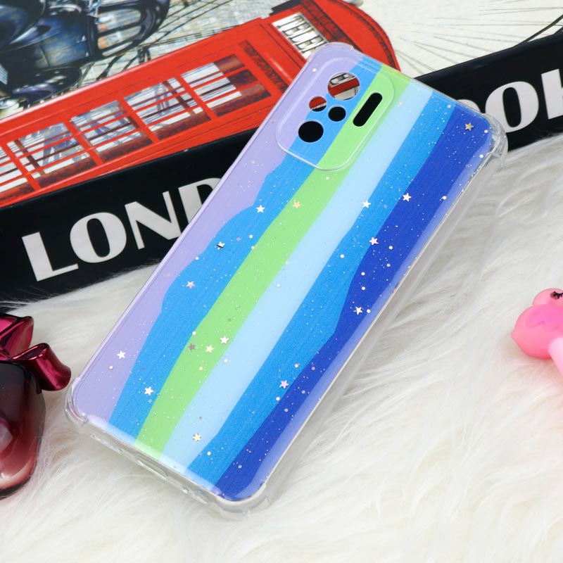 قاب شیائومی Redmi Note 10 طرح رنگین کمانی ستاره ای محافظ لنزدار