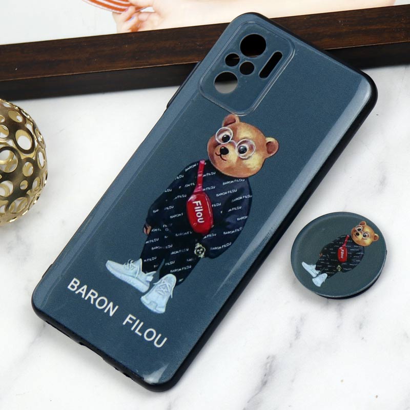 قاب PC محافظ لنز دار طرح Baron + پاپ سوکت Xiaomi Redmi Note 10 / Note 10s