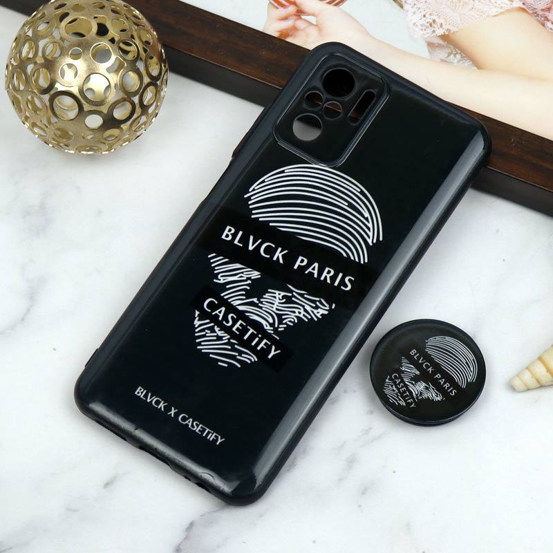 قاب PC محافظ لنز دار طرح Blvck + پاپ سوکت Xiaomi Redmi Note 10 / Note 10s