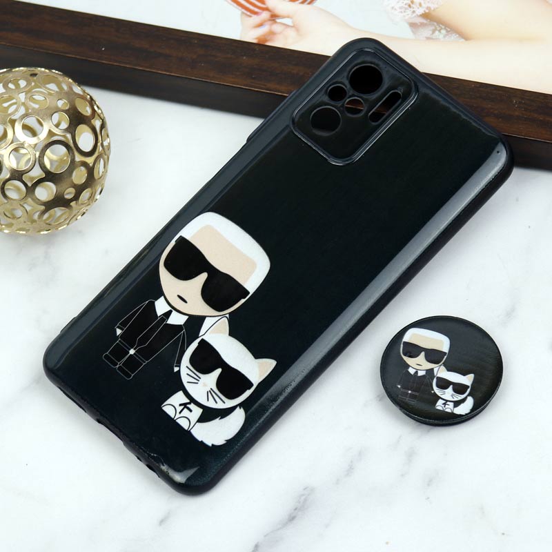 قاب PC محافظ لنز دار طرح Boss Cat + پاپ سوکت Xiaomi Redmi Note 10 / Note 10s