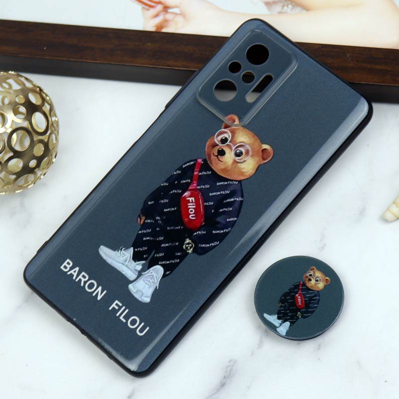 قاب PC محافظ لنز دار طرح Baron + پاپ سوکت Xiaomi Redmi Note 10 Pro