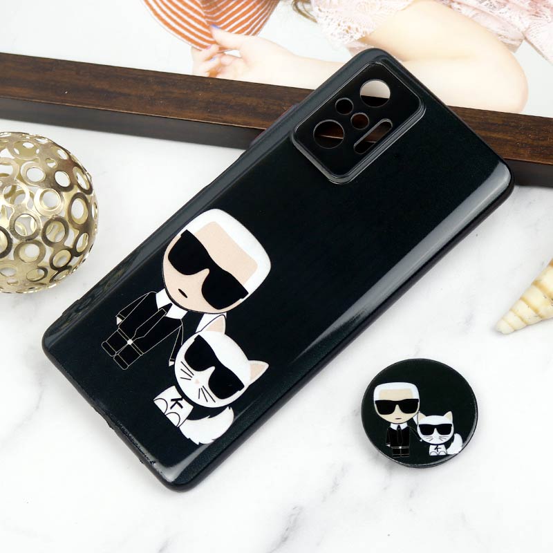 قاب PC محافظ لنز دار طرح Boss Cat + پاپ سوکت Xiaomi Redmi Note 10 Pro