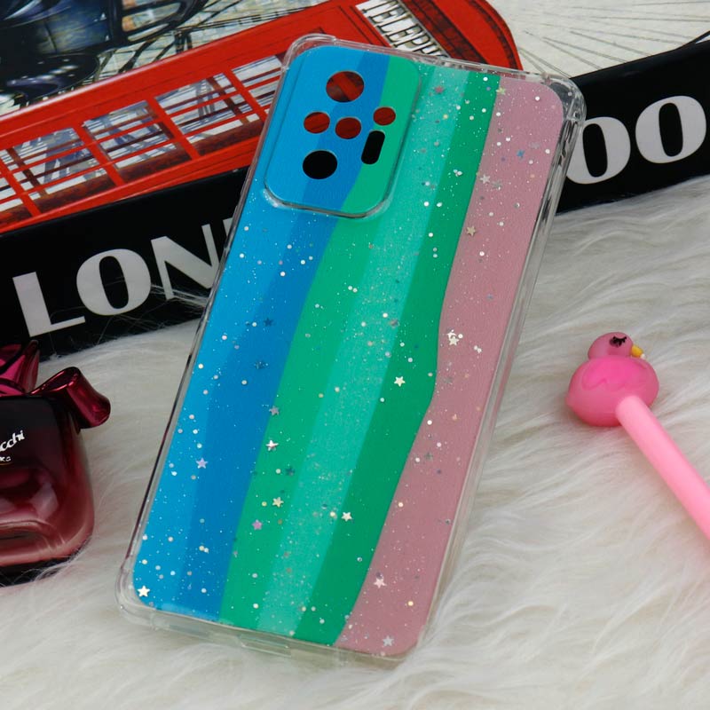 قاب شیائومی Redmi Note 10 Pro طرح رنگین کمانی ستاره ای محافظ لنزدار