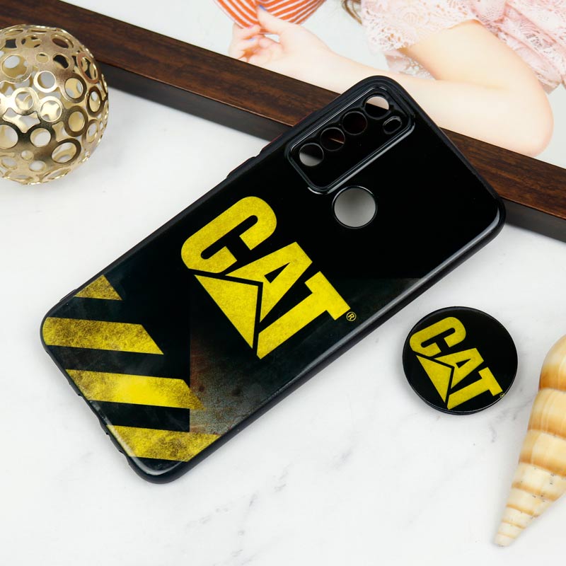 قاب PC محافظ لنز دار طرح CAT + پاپ سوکت Xiaomi Redmi Note 8