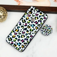 قاب PC محافظ لنز دار طرح پلنگی + پاپ سوکت Xiaomi Redmi Note 8