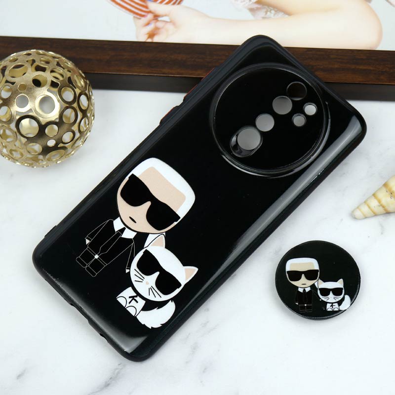 قاب PC محافظ لنز دار طرح Boss Cat + پاپ سوکت Xiaomi Redmi Note 8 Pro