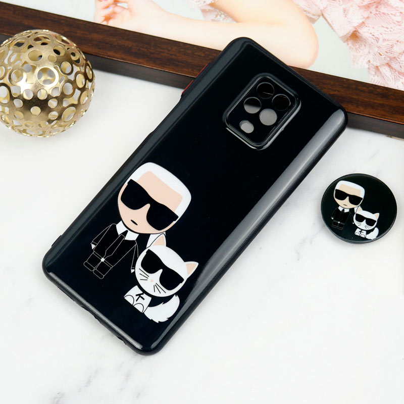 قاب PC محافظ لنز دار طرح Boss Cat + پاپ سوکت Xiaomi Redmi Note 9s / Note 9 Pro