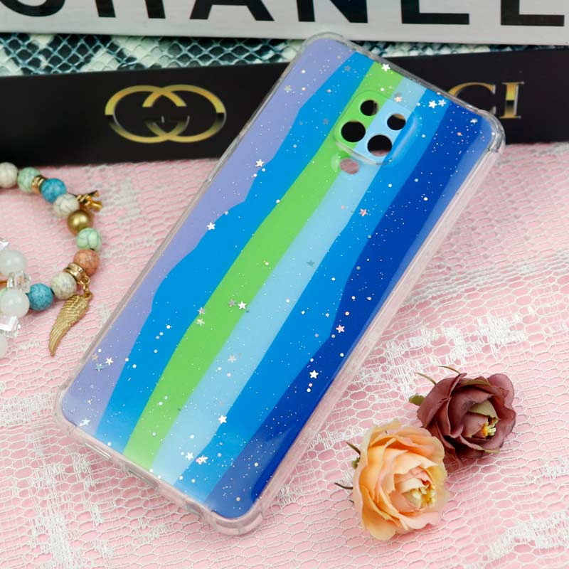 قاب شیائومی Redmi Note 9s / Note 9 Pro طرح رنگین کمانی ستاره ای محافظ لنزدار