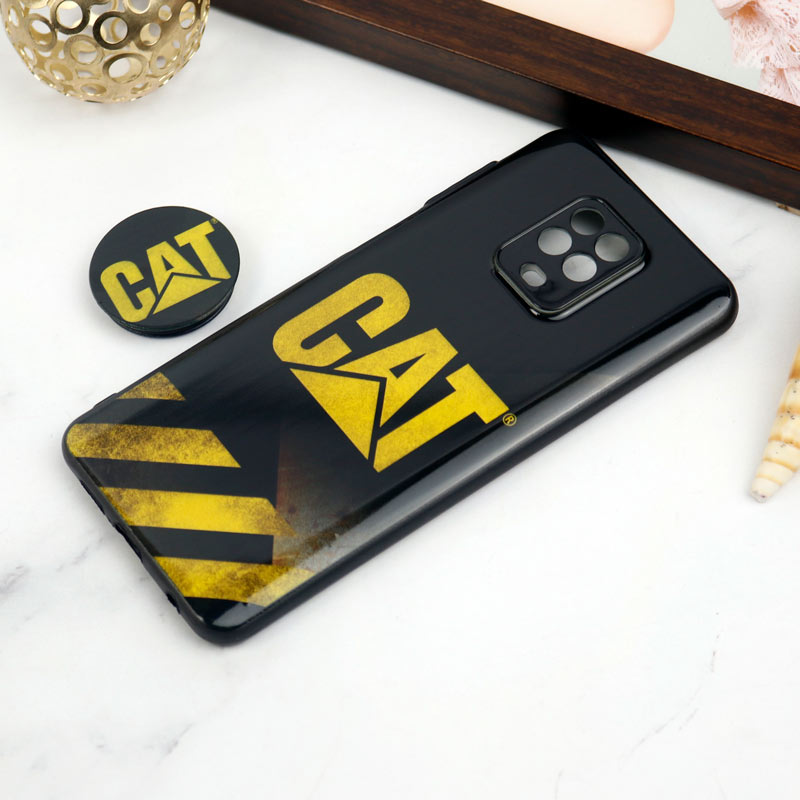قاب PC محافظ لنز دار طرح CAT + پاپ سوکت Xiaomi Redmi Note 9s / Note 9 Pro