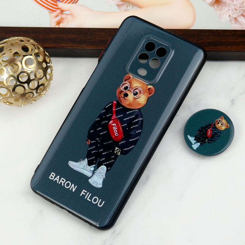 قاب PC محافظ لنز دار طرح Baron + پاپ سوکت Xiaomi Redmi Note 9s / Note 9 Pro