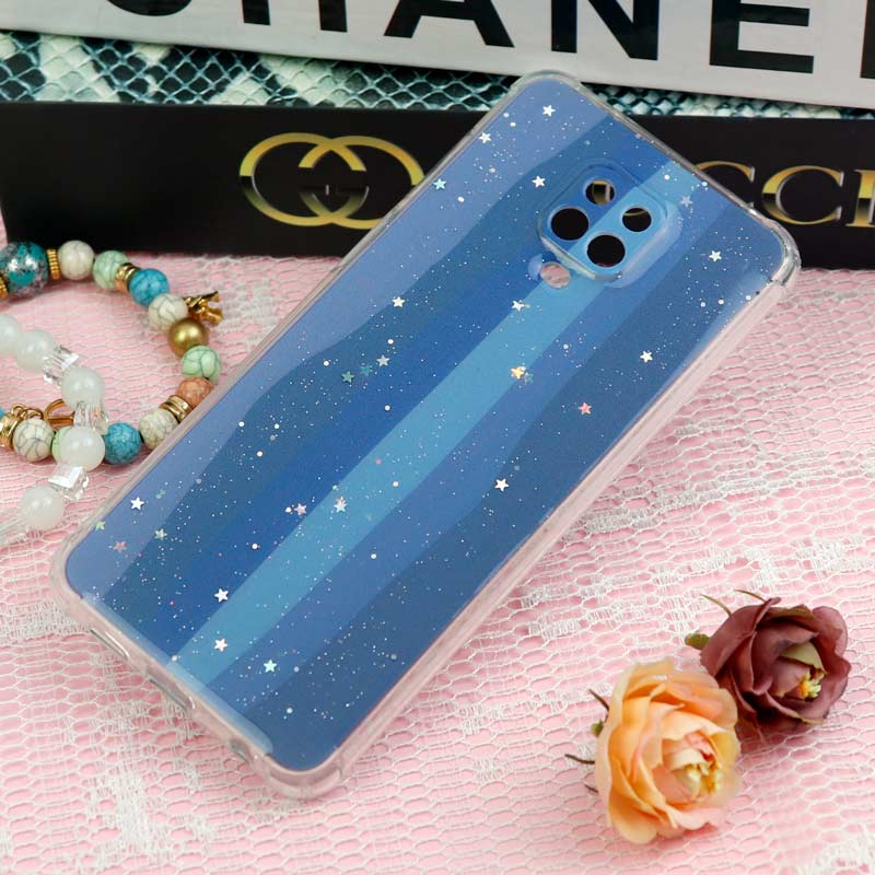 قاب شیائومی Redmi Note 9s / Note 9 Pro طرح رنگین کمانی ستاره ای محافظ لنزدار