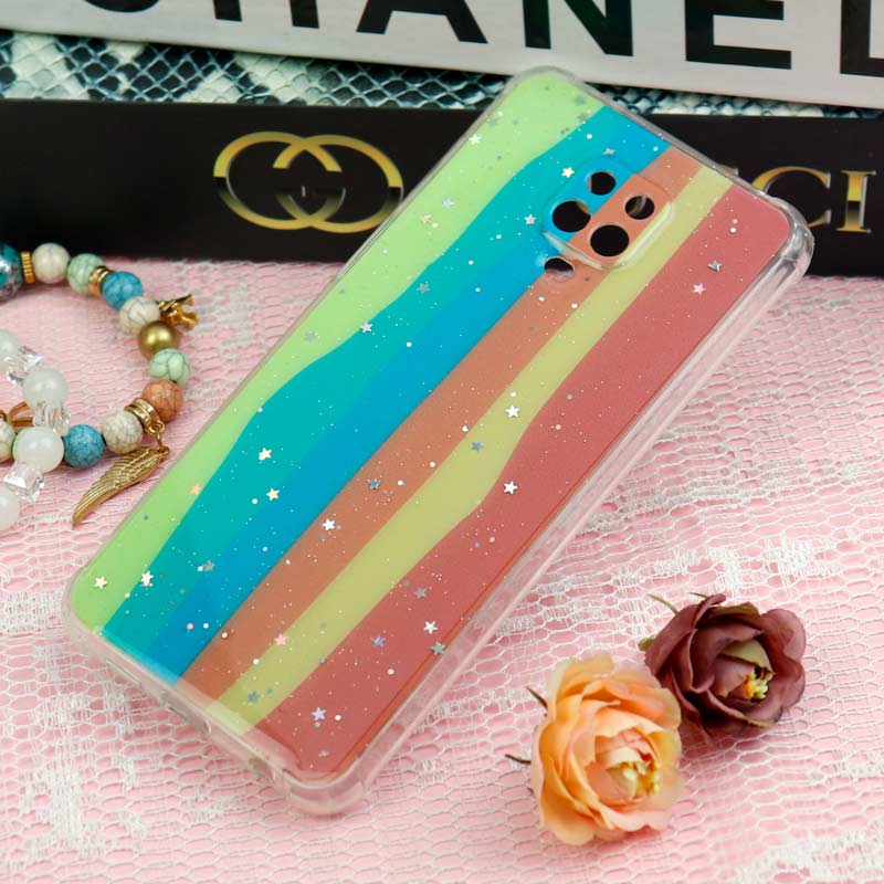 قاب شیائومی Redmi Note 9s / Note 9 Pro طرح رنگین کمانی ستاره ای محافظ لنزدار