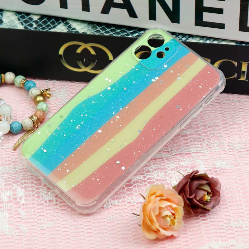 قاب محافظ لنزدار رنگین کمانی ستاره ای iPhone 11
