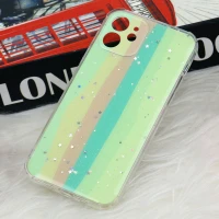 قاب آیفون iPhone 12 طرح رنگین کمانی ستاره ای محافظ لنزدار