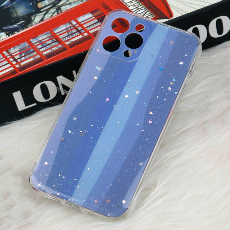 قاب آیفون iPhone 12 Pro Max طرح رنگین کمانی ستاره ای محافظ لنزدار