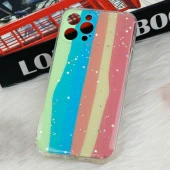 قاب آیفون iPhone 12 Pro Max طرح رنگین کمانی ستاره ای محافظ لنزدار