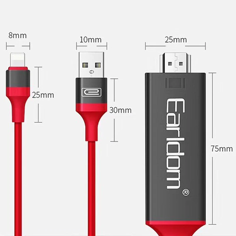 کابل تبدیل Lightning به HDMI ارلدام ET-W5 طول 2 متر