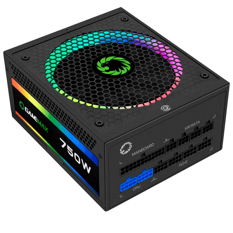 پاور ماژولار 750 وات گیم مکس GameMax RGB750 Rainbow Gold