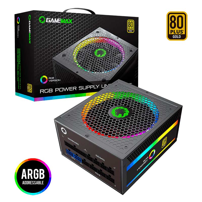 پاور ماژولار 750 وات گیم مکس GameMax RGB750 Rainbow Gold