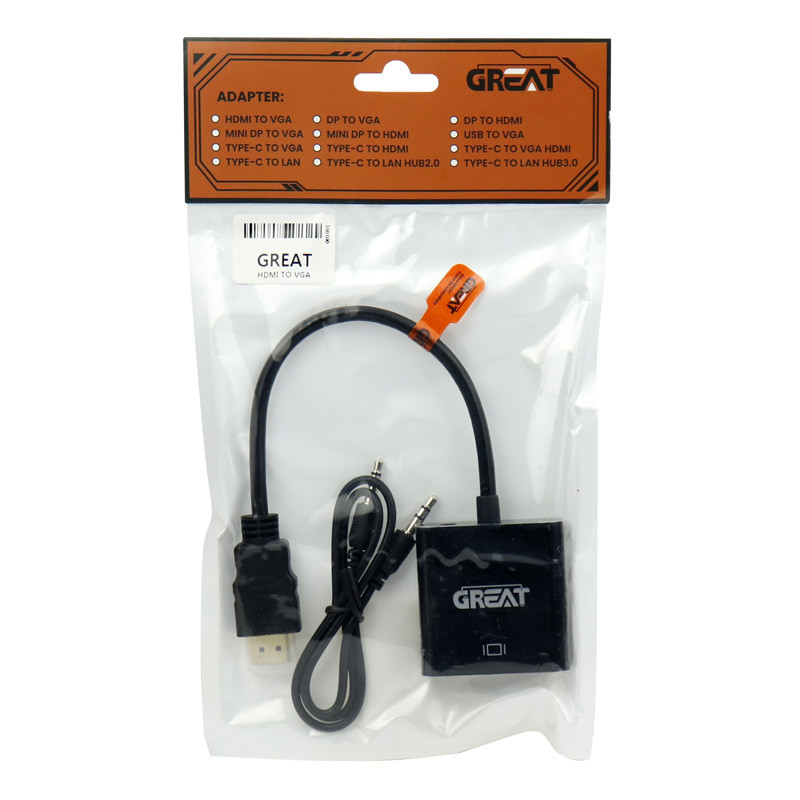 تبدیل Great HDMI To VGA + کابل صدا