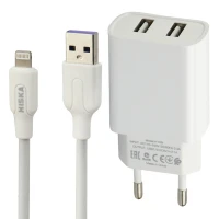 شارژر دیواری Hiska H-109 2Port 2.1A + کابل آیفونی