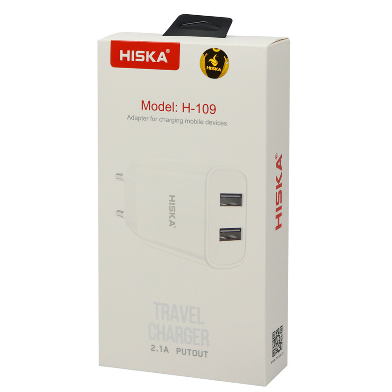 شارژر دیواری Hiska H-109 2Port 2.1A + کابل Type-C