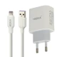 شارژر دیواری فست شارژ Hiska H107 2Port 2.4A 12W + کابل آیفونی
