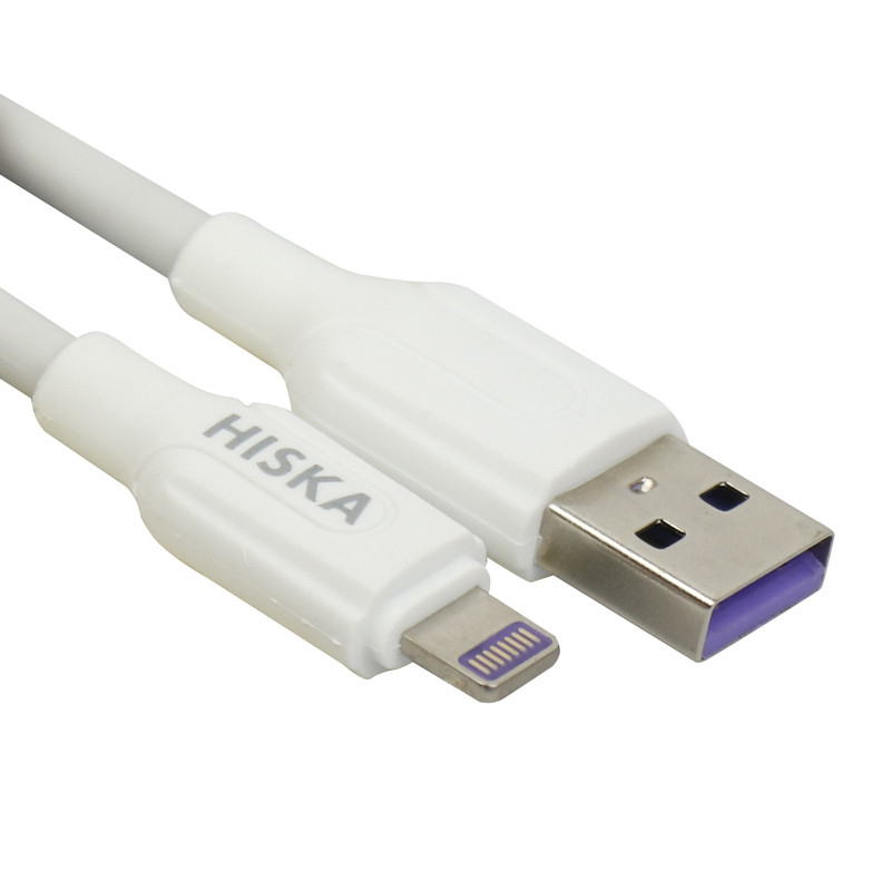 شارژر دیواری فست شارژ Hiska H107 2Port 2.4A 12W + کابل آیفونی