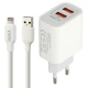 شارژر دیواری فست شارژ Hiska H107 2Port 2.4A 12W + کابل آیفونی