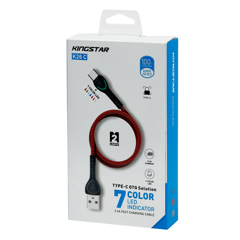 کابل فست شارژ KingStar K26C 2.4A Type-C 2m