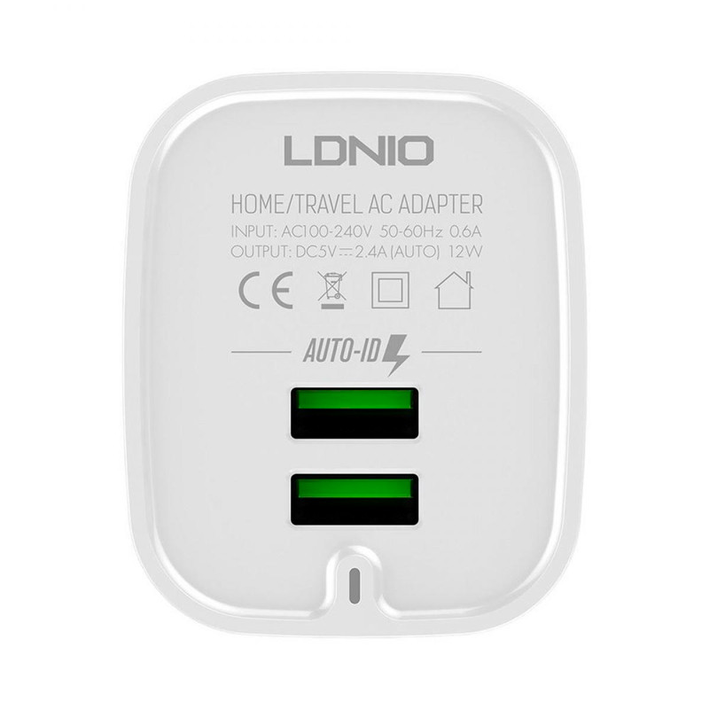 شارژر دیواری فست شارژ LDNIO A201 2.4A 12W + کابل میکرو یو اس بی و تبدیل EU