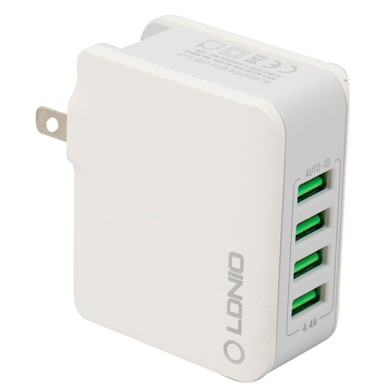 شارژر دیواری LDNIO A4403 4Port 4.4A 22W + کابل میکرو یو اس بی و تبدیل EU