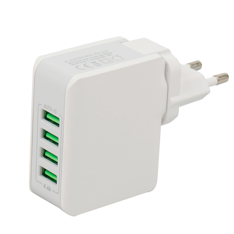 شارژر دیواری LDNIO A4403 4Port 4.4A 22W + کابل میکرو یو اس بی و تبدیل EU