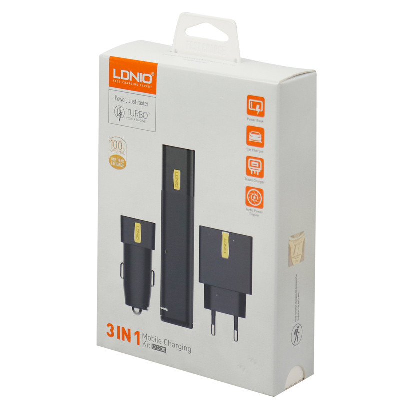 ست پاوربانک و شارژر فندکی و کلگی شارژ LDNIO CC200