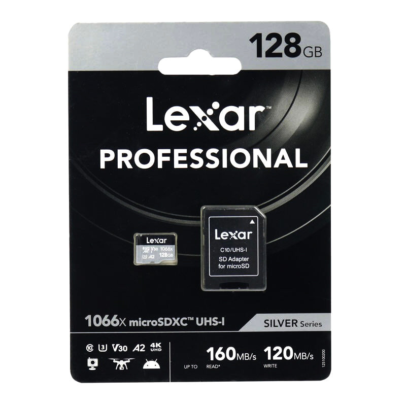 رم میکرو 128 گیگ لکسار Lexar Silver Series 1066X A2 V30 U3 C10 160MB/s + خشاب