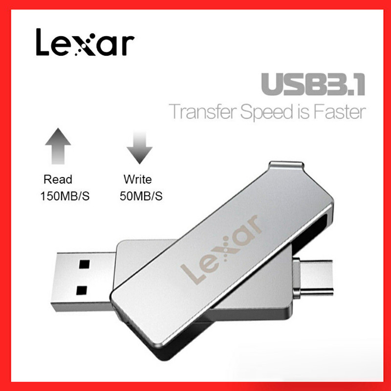 فلش 256 گیگ لکسار Lexar JumpDrive D30c OTG Type-C USB3.1