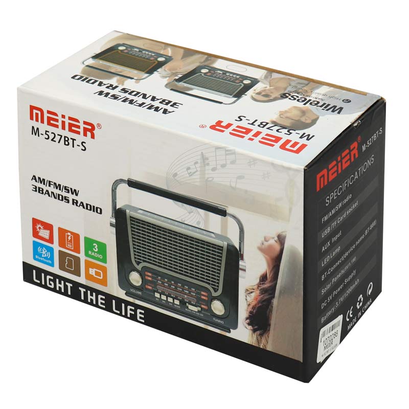 رادیو اسپیکر بلوتوثی رم و فلش خور خورشیدی Meier M-527BT-S