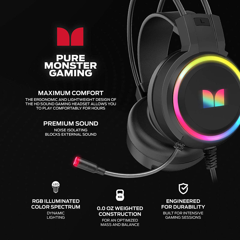 هدست گیمینگ سیم دار Monster RGB