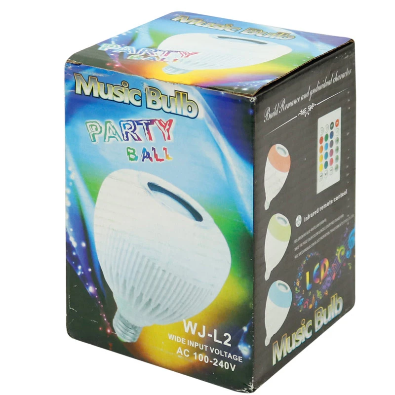 لامپ اسپیکر دار بلوتوثی 12 وات Music Bulb WJ-L2 RGB پایه E27 + ریموت کنترل