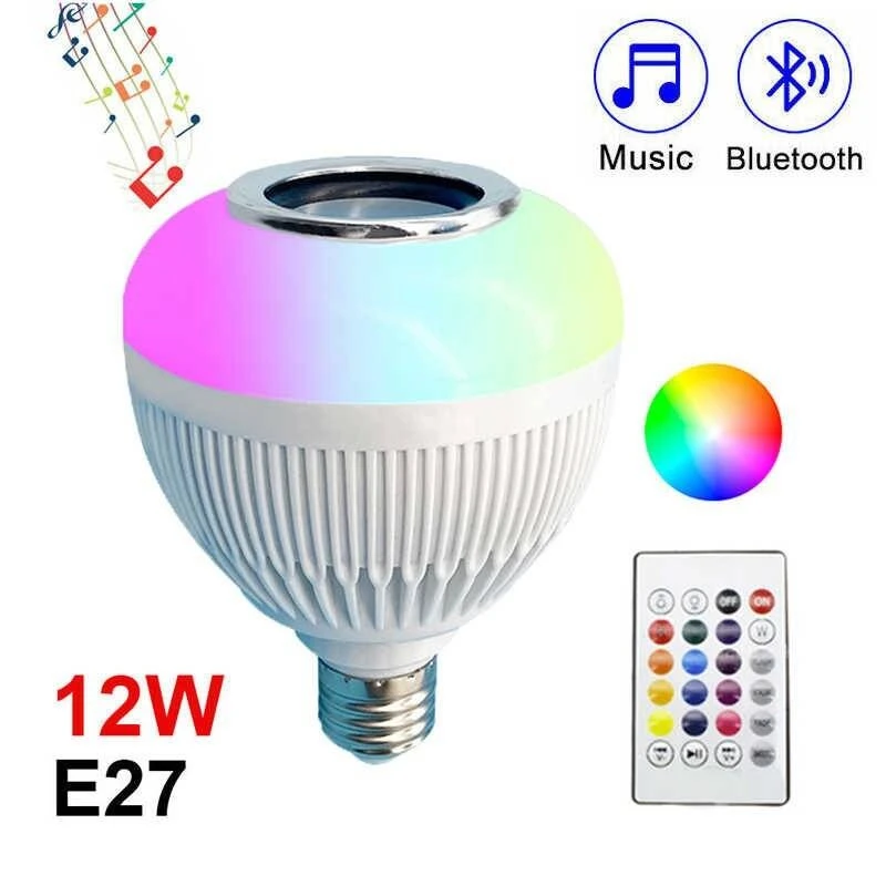لامپ اسپیکر دار بلوتوثی 12 وات Music Bulb WJ-L2 RGB پایه E27 + ریموت کنترل