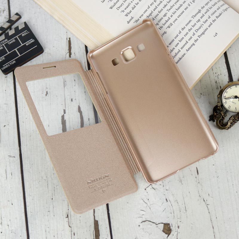کیف اورجینال کلاسوری Sparkle نیلکین Samsung Galaxy A7 2015 طلایی