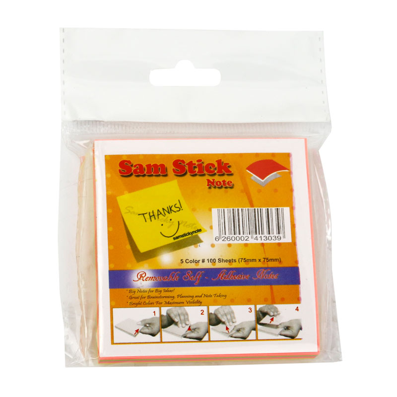 کاغذ یادداشت چسب دار Sam 7.5*7.5cm بسته 100 برگی