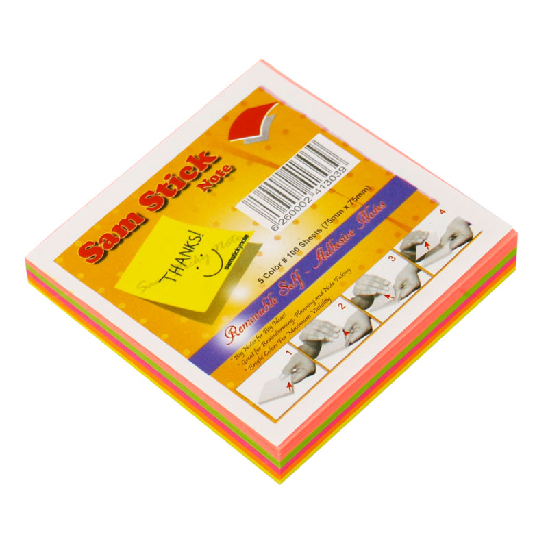 کاغذ یادداشت چسب دار Sam 7.5*7.5cm بسته 100 برگی
