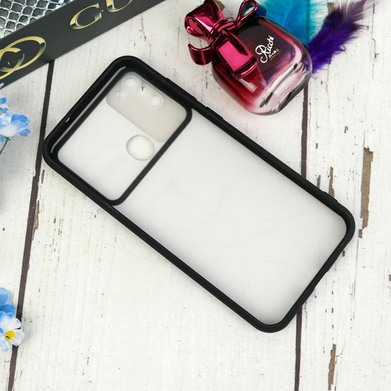 قاب طرحدار محافظ لنزدار کشویی + پاپ سوکت طرح سنگی مشکی سامسونگ A11 سری C