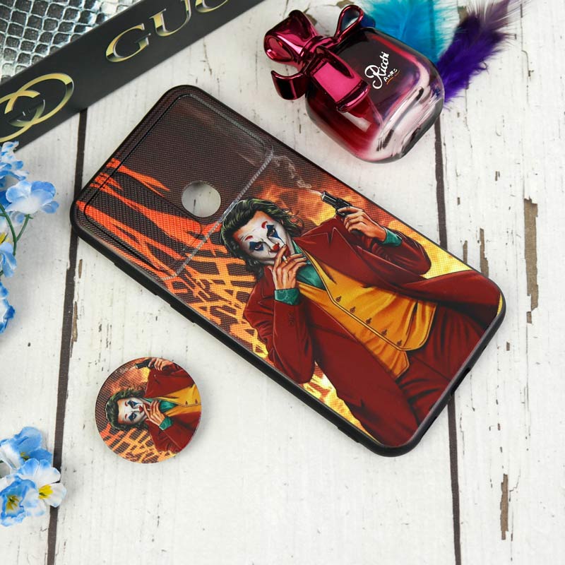 قاب طرحدار محافظ لنزدار کشویی + پاپ سوکت طرح Joker سامسونگ A11 سری C